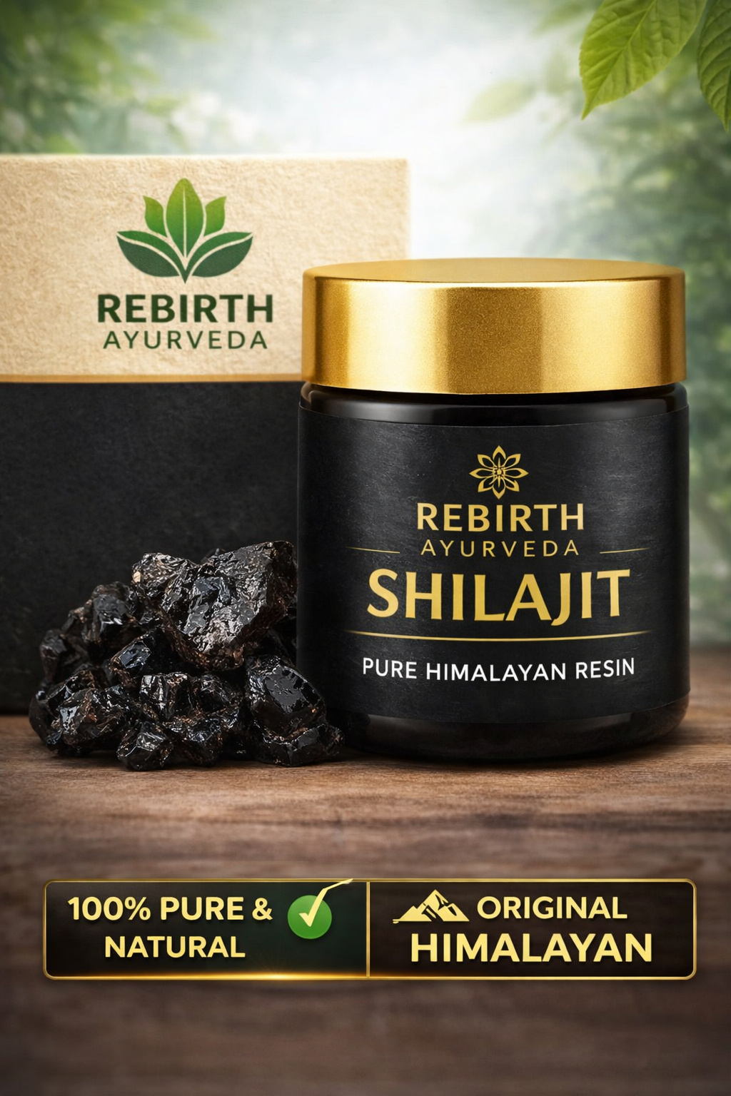 Rebirth Ayurveda Shilajit Resin – 100% Pure Himalayan Shilajit for Energy, Stamina and Vitality Support